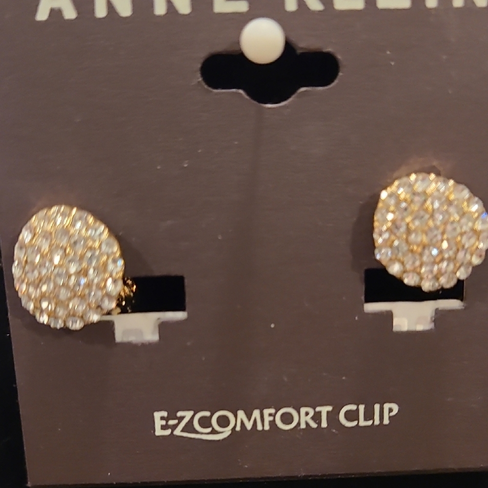 Anne Klein Gold and Crystal Clip Earrings (4 Pairs) - Picture 3 of 5